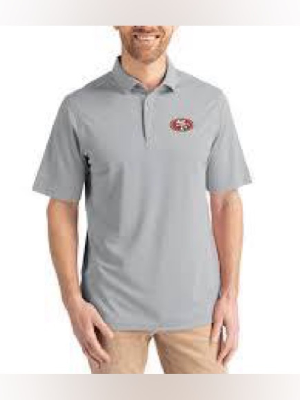 Nike Gray San Francisco 49ers Short-Sleeve Polo with Red Embroidered Logo